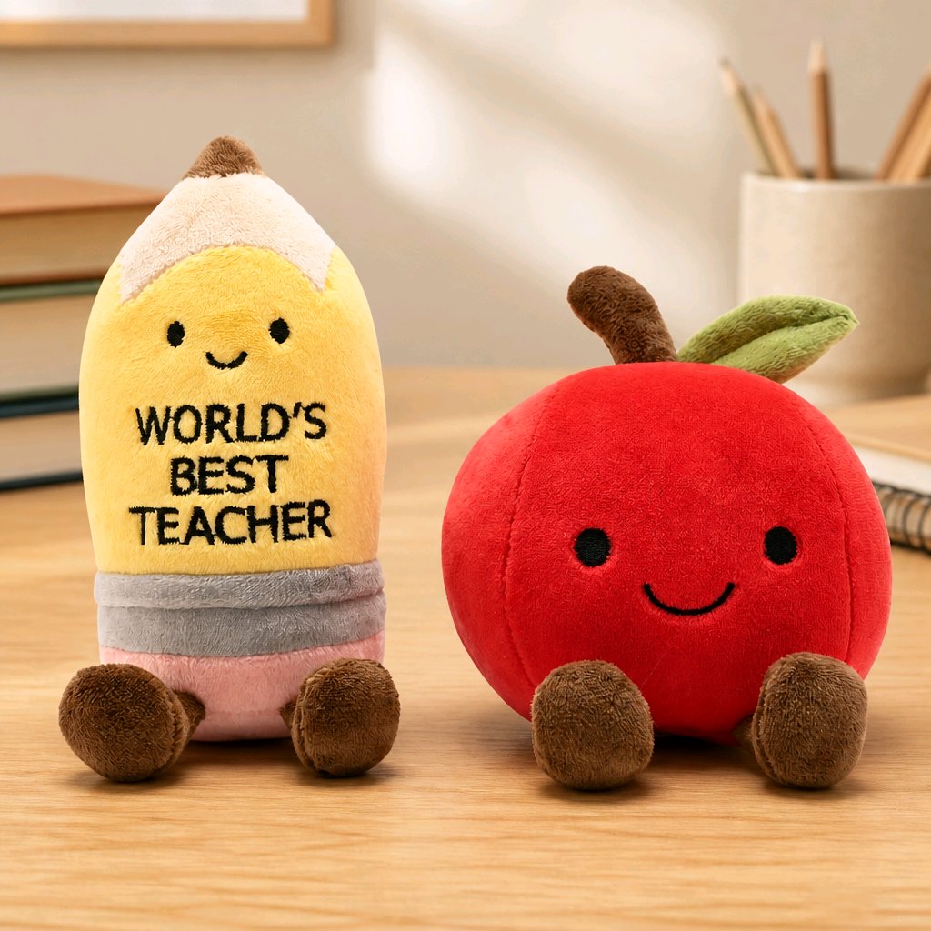 School Years World’s Best Teacher Plush Pencil & Apple Set
