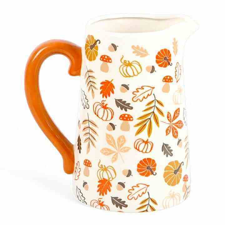 17cm Autumn Leaves and Pumpkins Mushrooms Ceramic Jug by Jones Home & Gifts