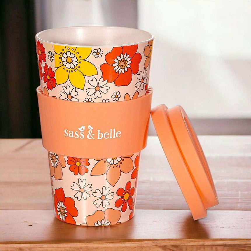 The Fashion Gift Shop: 70'S Floral Travel Coffee Cup, Environmentally Friendly by Sass and Belle, Travel Mug