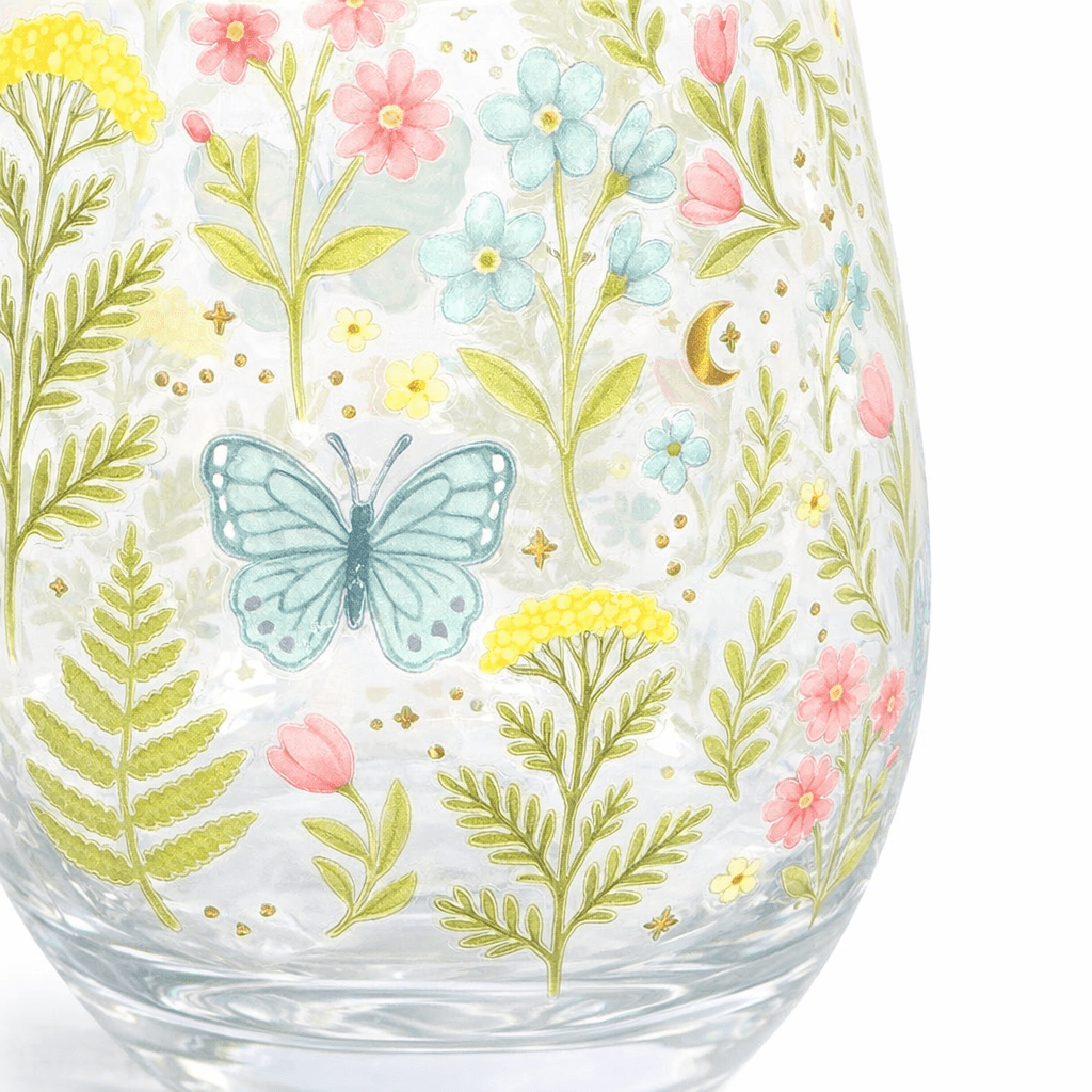 The Fashion Gift Shop: Luna Bloom Floral Stemless Glass in Gift Box by Jones Home & Gifts, Glassware and Drinkware