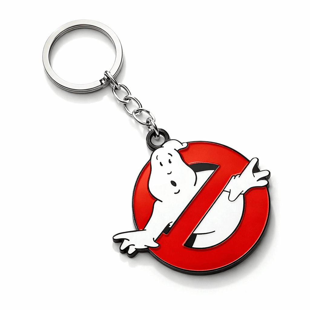Ghostbusters logo keyring on white background