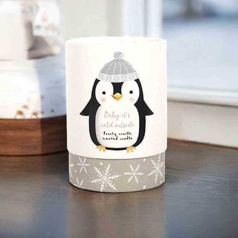 The Fashion Gift Shop: Frosty Vanilla Penguin Candle, Home Fragrance Boxed Candles Pompom by Jones Home & Gifts, Christmas candle