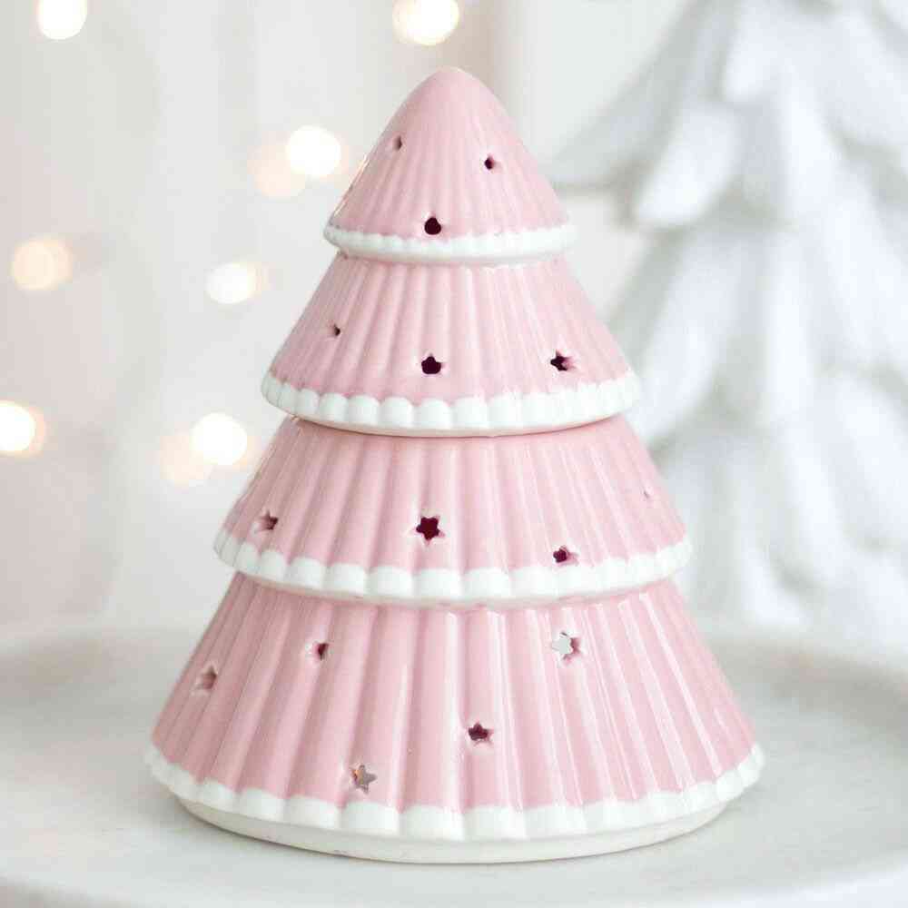 The Fashion Gift Shop: Pink Christmas Tree Oil Burner, Christmas Decorations by Jones Home & Gifts, Oil Burner & Wax Melters