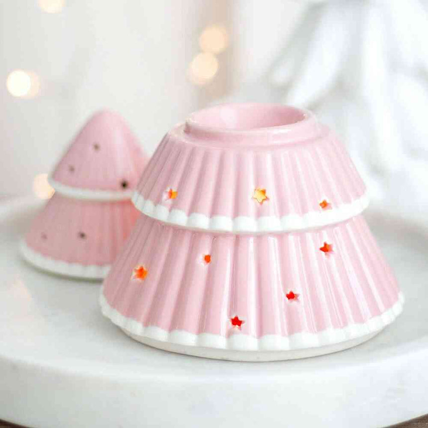 The Fashion Gift Shop: Pink Christmas Tree Oil Burner, Christmas Decorations by Jones Home & Gifts, Oil Burner & Wax Melters