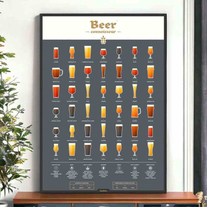The Fashion Gift Shop: Beer Connoisseur Poster, Beer Facts Scratch Poster Guide by Luckies, Scratch Posters