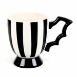 The Fashion Gift Shop: Black and White Monochrome Striped Bat Wing Teacup 490ml by Spirit of equinox, Mugs and Cups