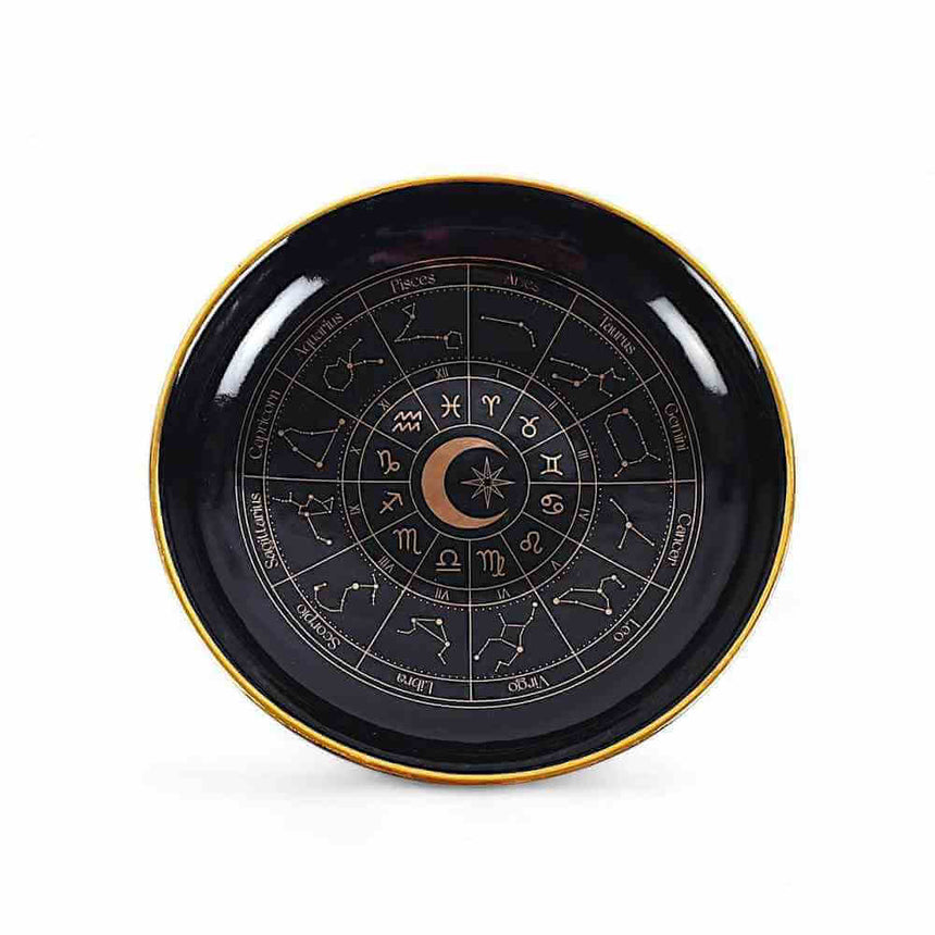 The Fashion Gift Shop: Black Astrology Wheel Trinket Jewellery Dish With Gold Details by Spirit of equinox, Jewellery Dish
