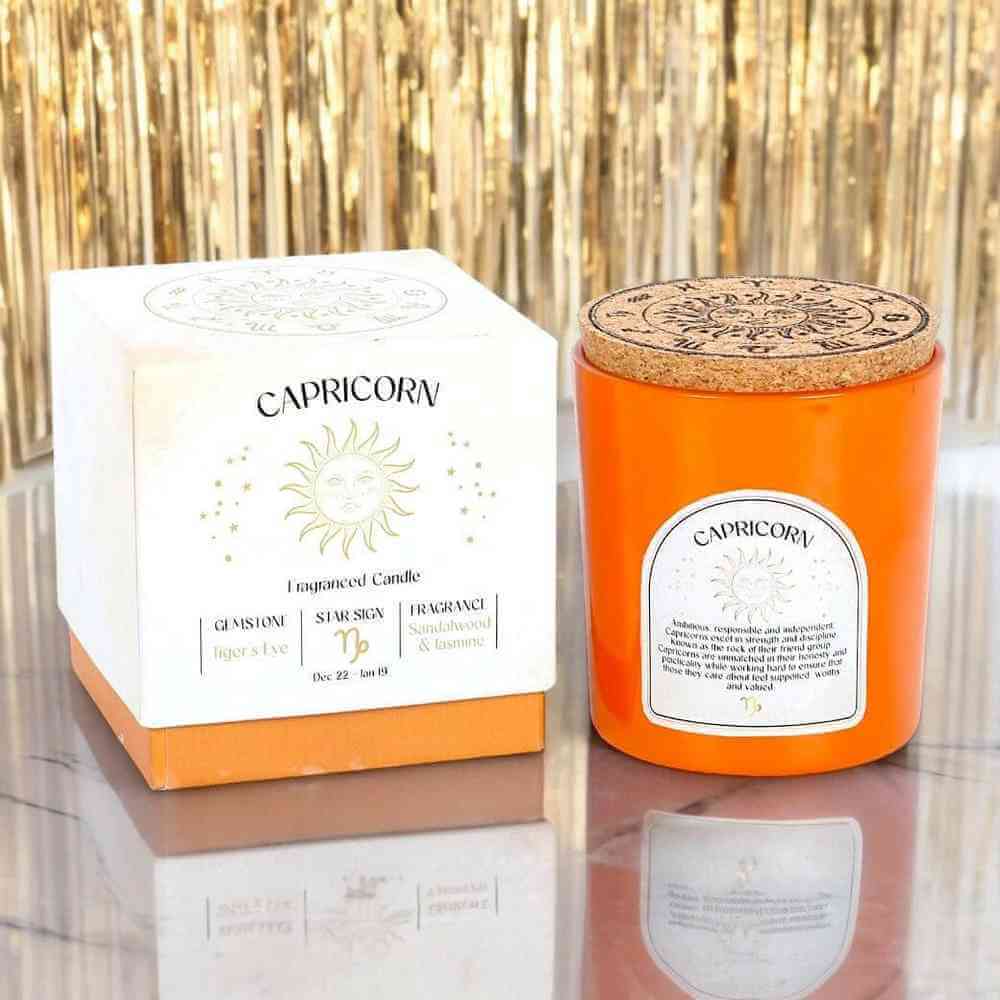 The Fashion Gift Shop: Capricorn Sandalwood & Jasmine Gemstone Zodiac Candle by Jones Home & Gifts, Candles