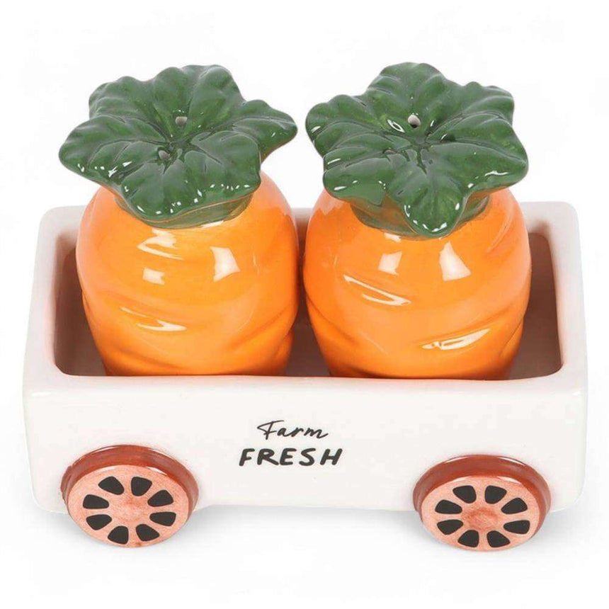 Carrot Salt and Pepper Shakers in Wagon