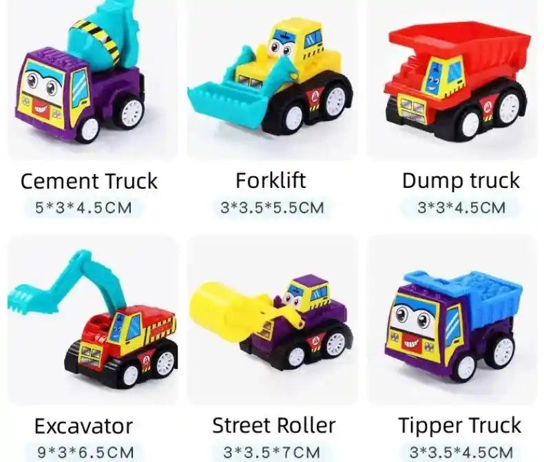 The Fashion Gift Shop: Construction Vehicles Pull - Back and Go Trucks and Diggers Toys Set of 6 🚧 by Small Toys, Toy Cars