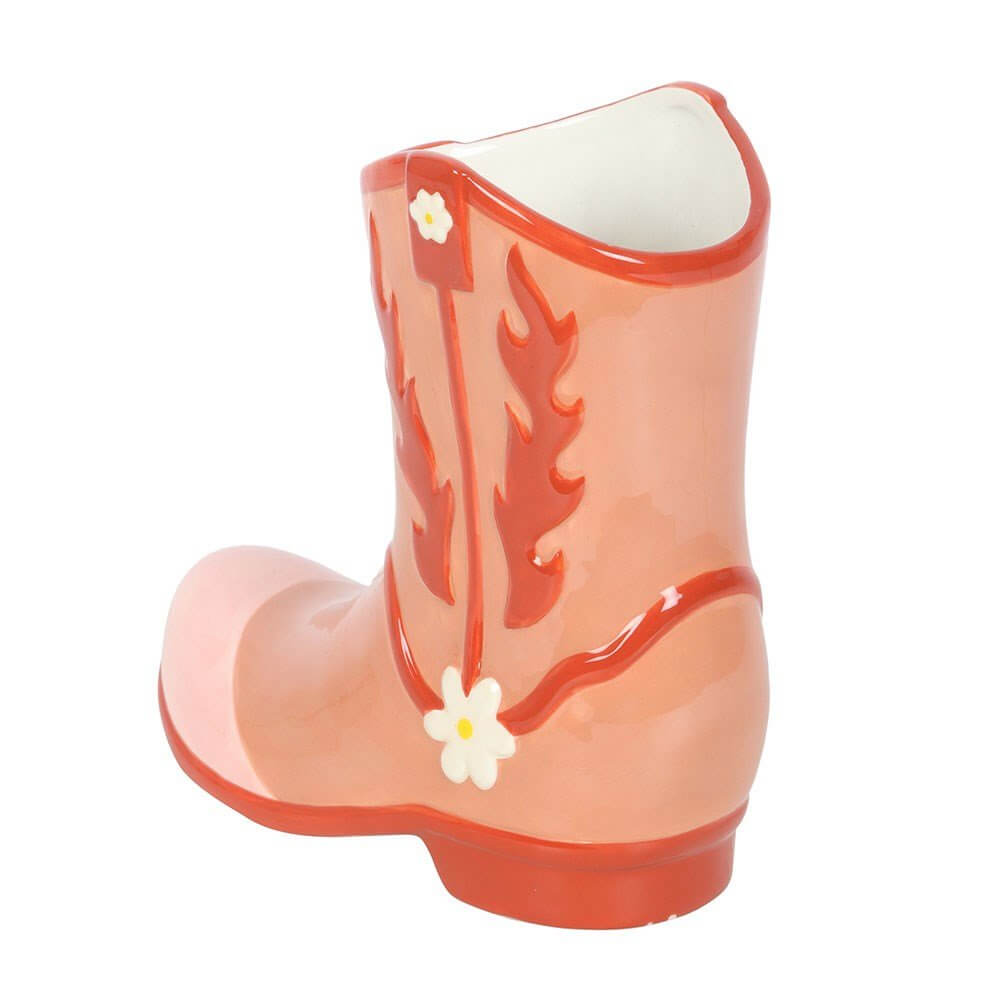 Coral Pink Cowboy Boot Flower Vase, Ideal for Cowgirls at Heart by Jones Home & Gifts