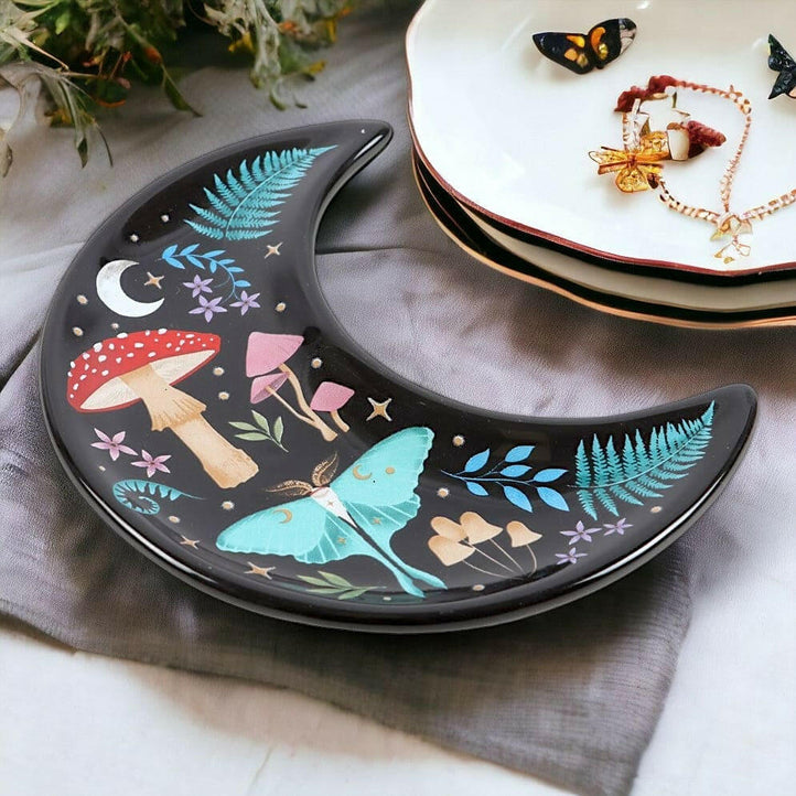 Crescent Moon Dark Forest Print Trinket Jewellery Dish - The Fashion Gift Shop by Spirit of equinox
