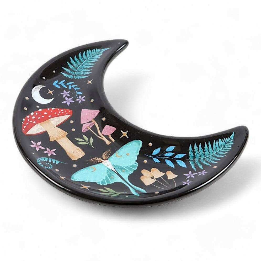 The Fashion Gift Shop: Crescent Moon Dark Forest Print Trinket Jewellery Dish by Spirit of equinox, Jewellery Dish
