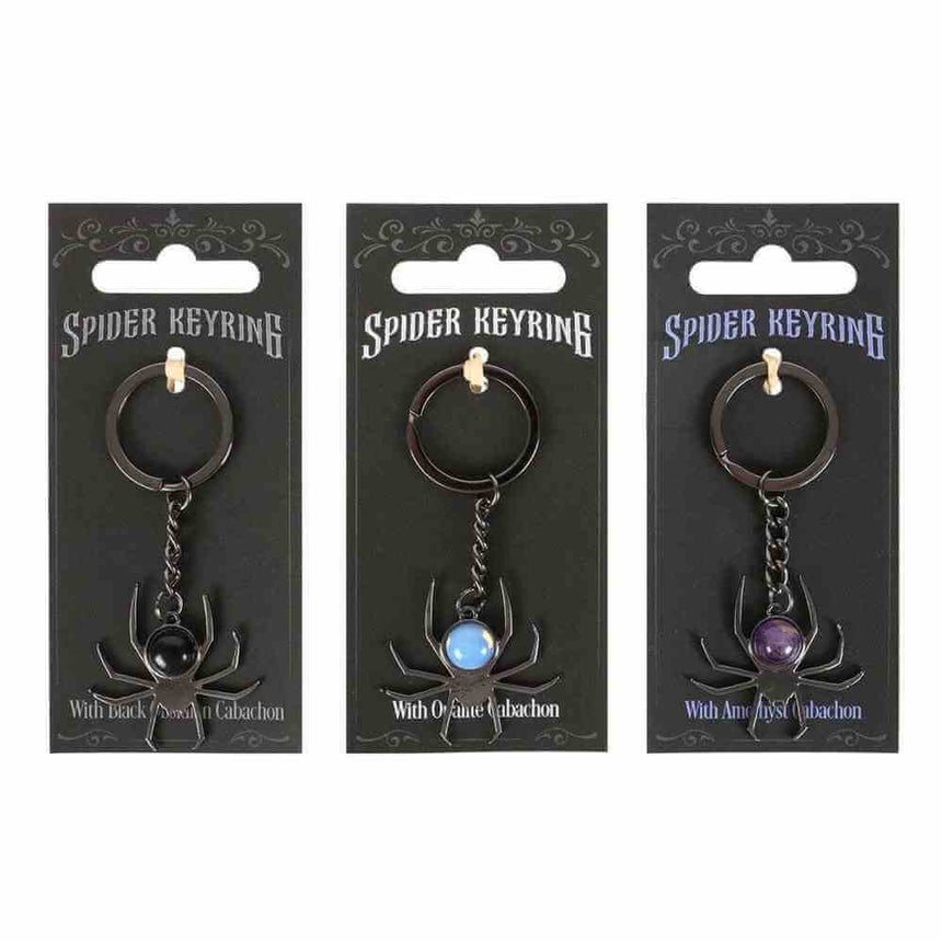 The Fashion Gift Shop: Spider Crystal Keyrings Black Obsidian Opal Amethyst Charm by Spirit of equinox, Bag Charms & Keyrings