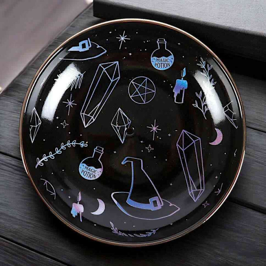 The Fashion Gift Shop: Crystal Witch Incense Holder Plate, Hats, and Potions Decor by Spirit of equinox, Incense Holders