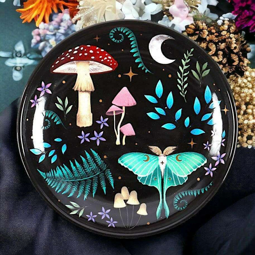 The Fashion Gift Shop: Dark Forest Print Trinket Jewellery Ceramic Round Dish Gift by Spirit of equinox, Jewellery Dish