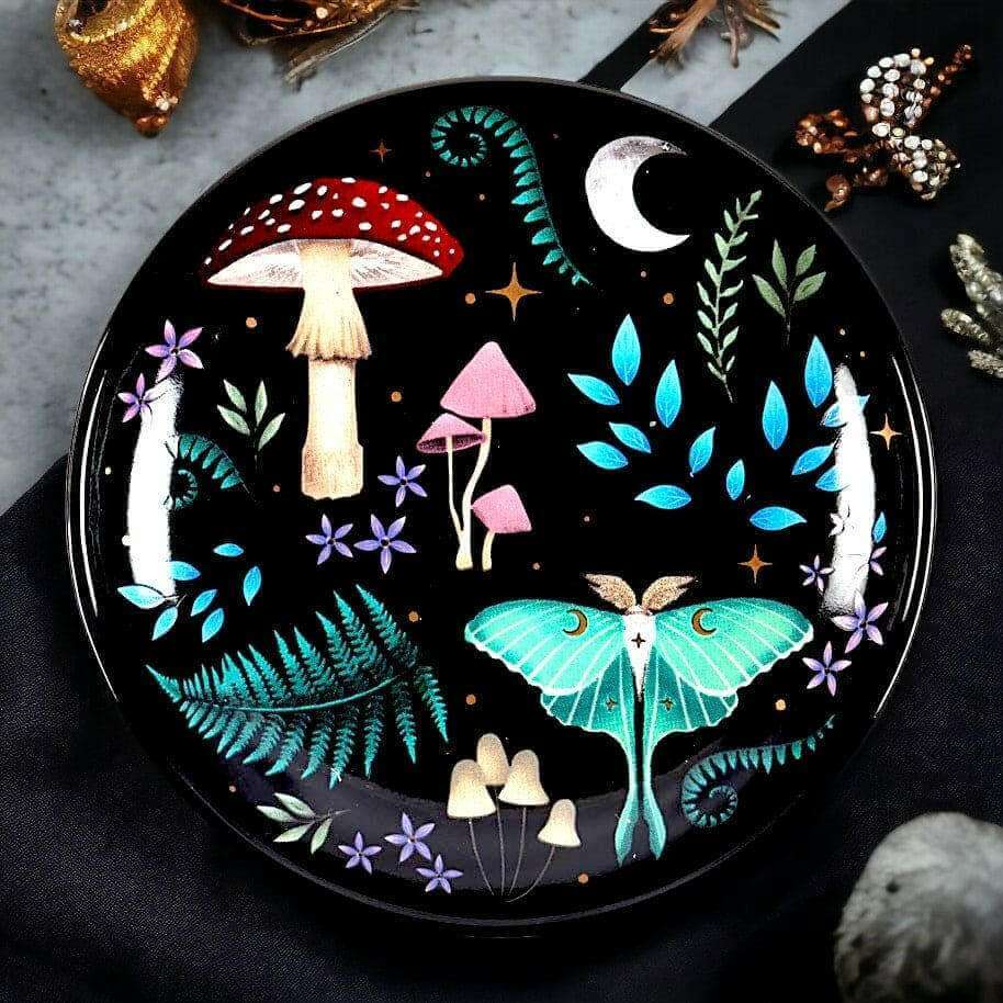 Dark Forest Print Trinket Jewellery Ceramic Round Dish Gift by Spirit of equinox