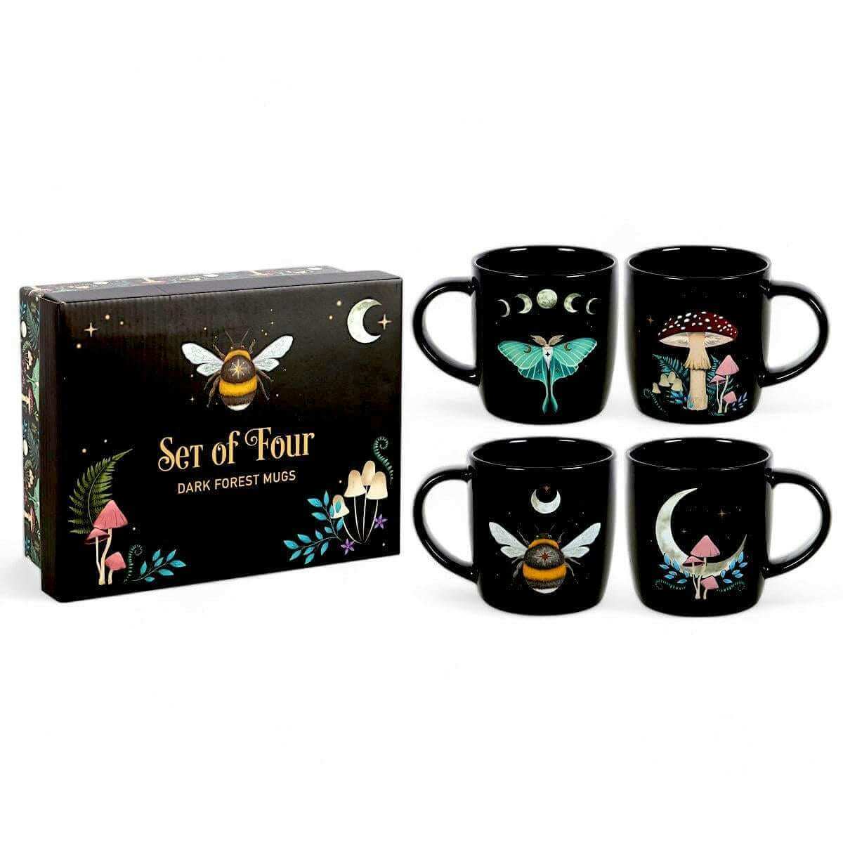 The Fashion Gift Shop: Dark Forest Set of 4 Mugs With Dark Forest Gift Box by Spirit of equinox, Mugs and Cups