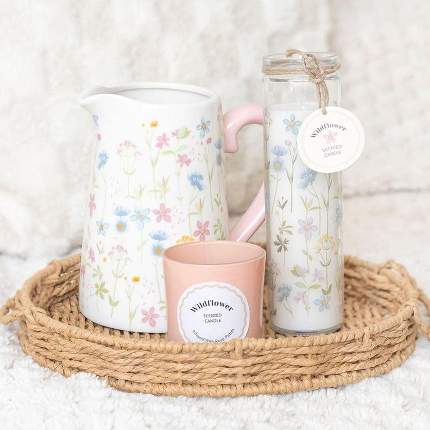 The Fashion Gift Shop: Floral Print Ceramic Flower Jug with Pale Pink Handle, Mothers Day, Teachers Gift by Jones Home & Gifts, Flower Jugs