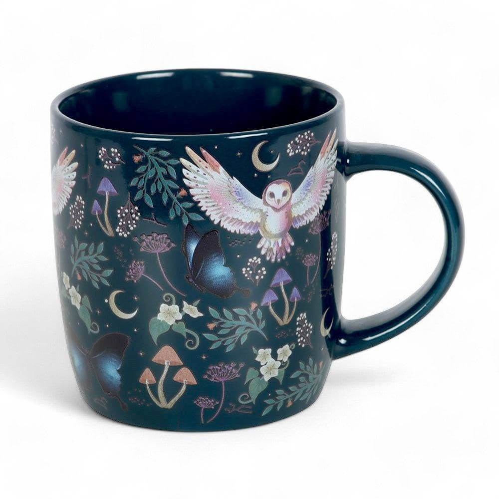 The Fashion Gift Shop: Flying Owl - Crescent Moon and Forest Plants All Over Print Ceramic Mug by Jones Home & Gifts, Mugs and Cups