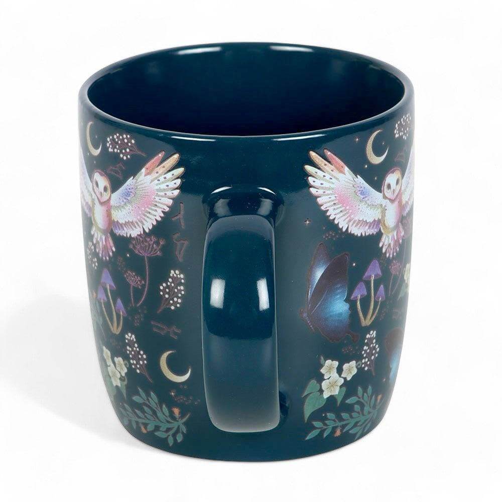 The Fashion Gift Shop: Flying Owl - Crescent Moon and Forest Plants All Over Print Ceramic Mug by Jones Home & Gifts, Mugs and Cups