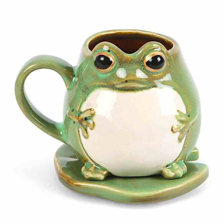 Cute Frog Shaped Mug and Lily Pad Saucer for Frog Lovers 🐸 by Jones Home & Gifts
