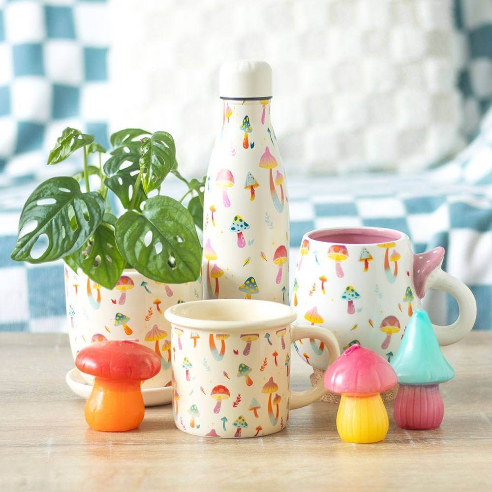 The Fashion Gift Shop: Mushroom Print Ceramic Mug with Funky Mushroom Handle by Funky Fungi, Mugs and Cups