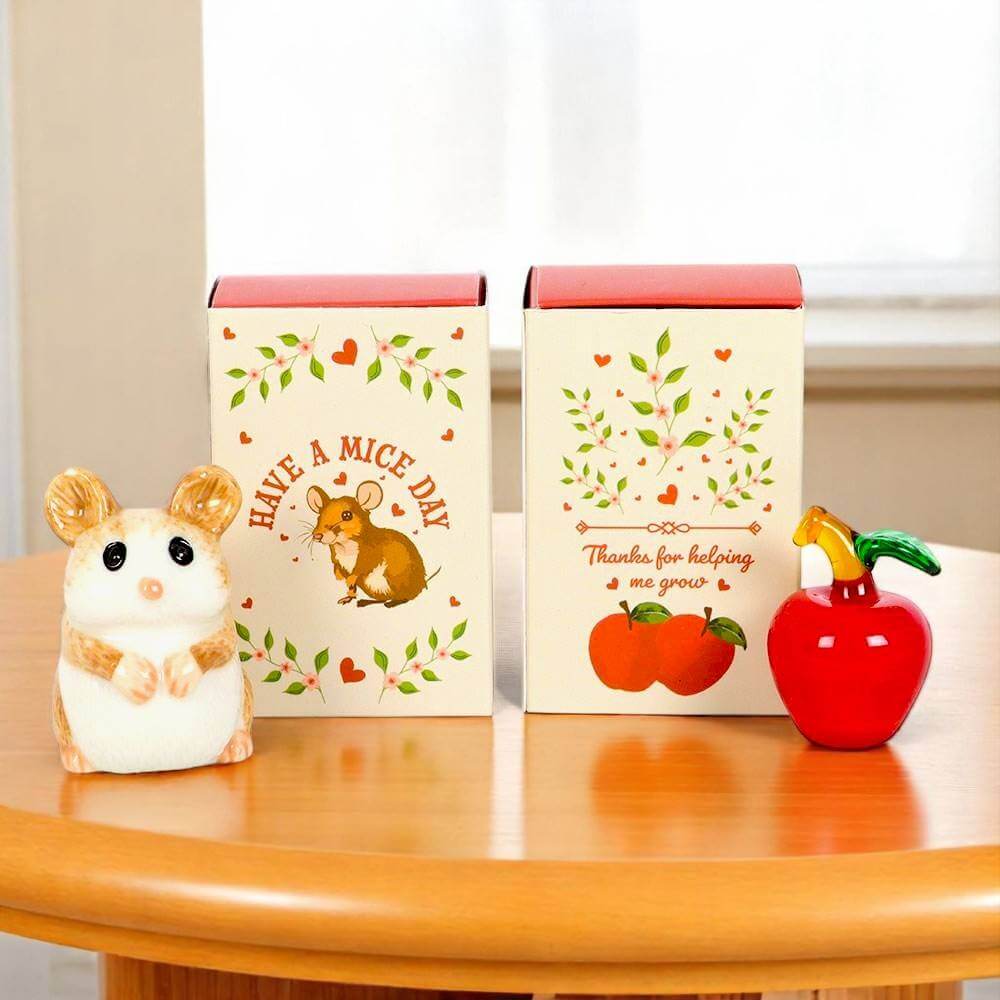 The Fashion Gift Shop: Glass Apples and Mouse in a Matchbox, Token Gifts for Teachers, Friends ideal Keepsake by Jones Home & Gifts, Token Gifts
