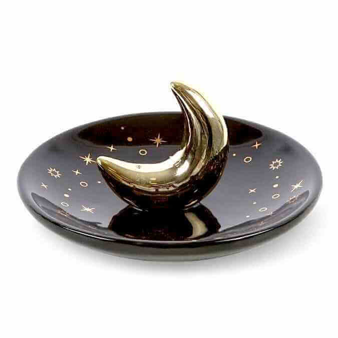 The Fashion Gift Shop: Gold Crescent Moon Incense Stick Holder with Star Detail by Jones Home & Gifts, Incense Holders