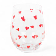 All Over Heart Print Valentine Cocktail Stemless Glass, Mothers Day Gift - The Fashion Gift Shop by Jones Home & Gifts