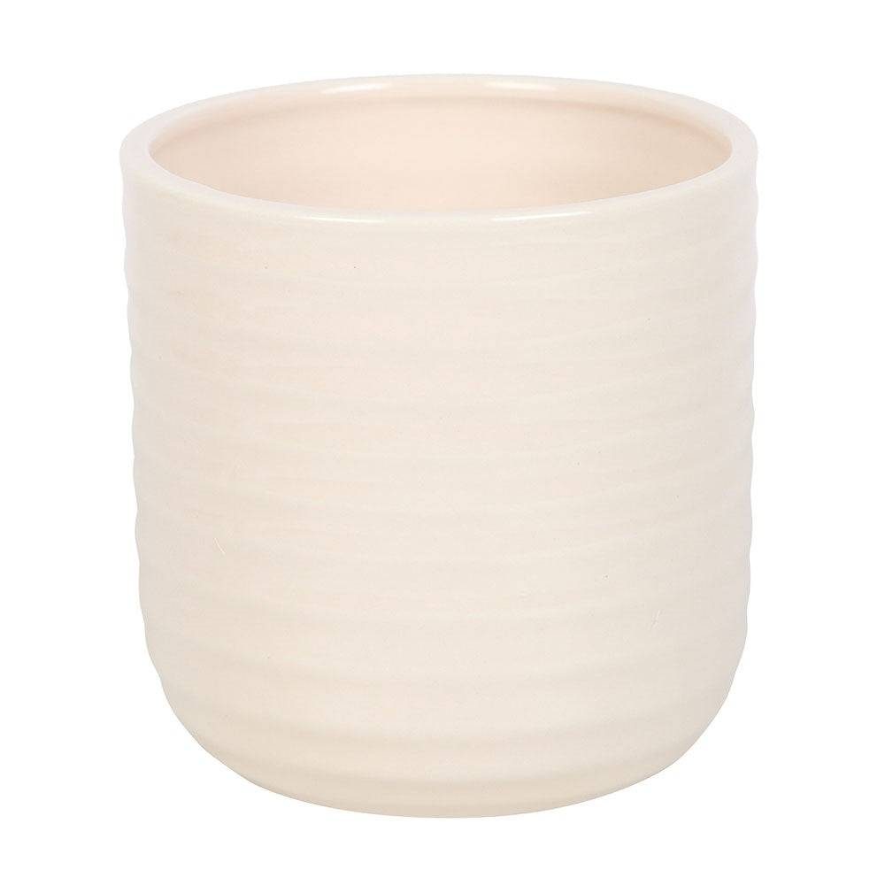 Cream ceramic plant pot, plain design with smooth sides