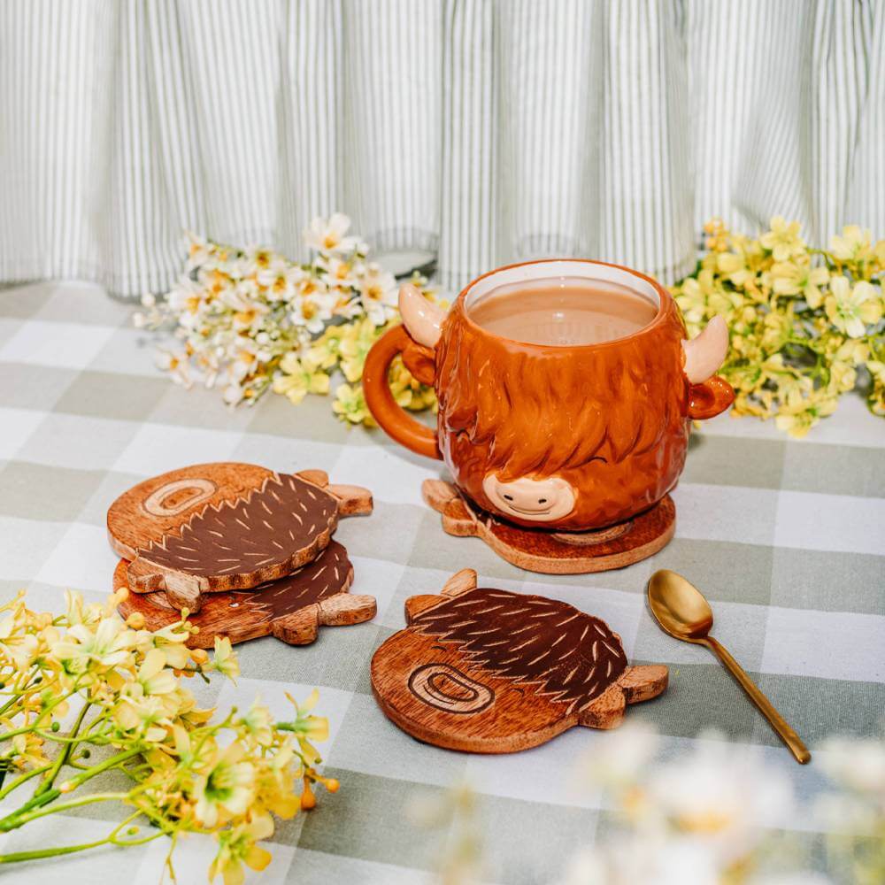 The Fashion Gift Shop: Highland Cow Shaped Mug by Sass and Belle, Mugs and Cups