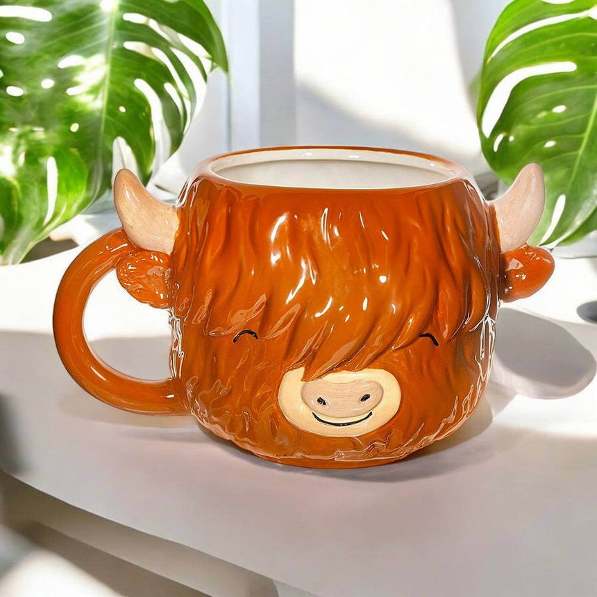 The Fashion Gift Shop: Highland Cow Shaped Mug by Sass and Belle, Mugs and Cups