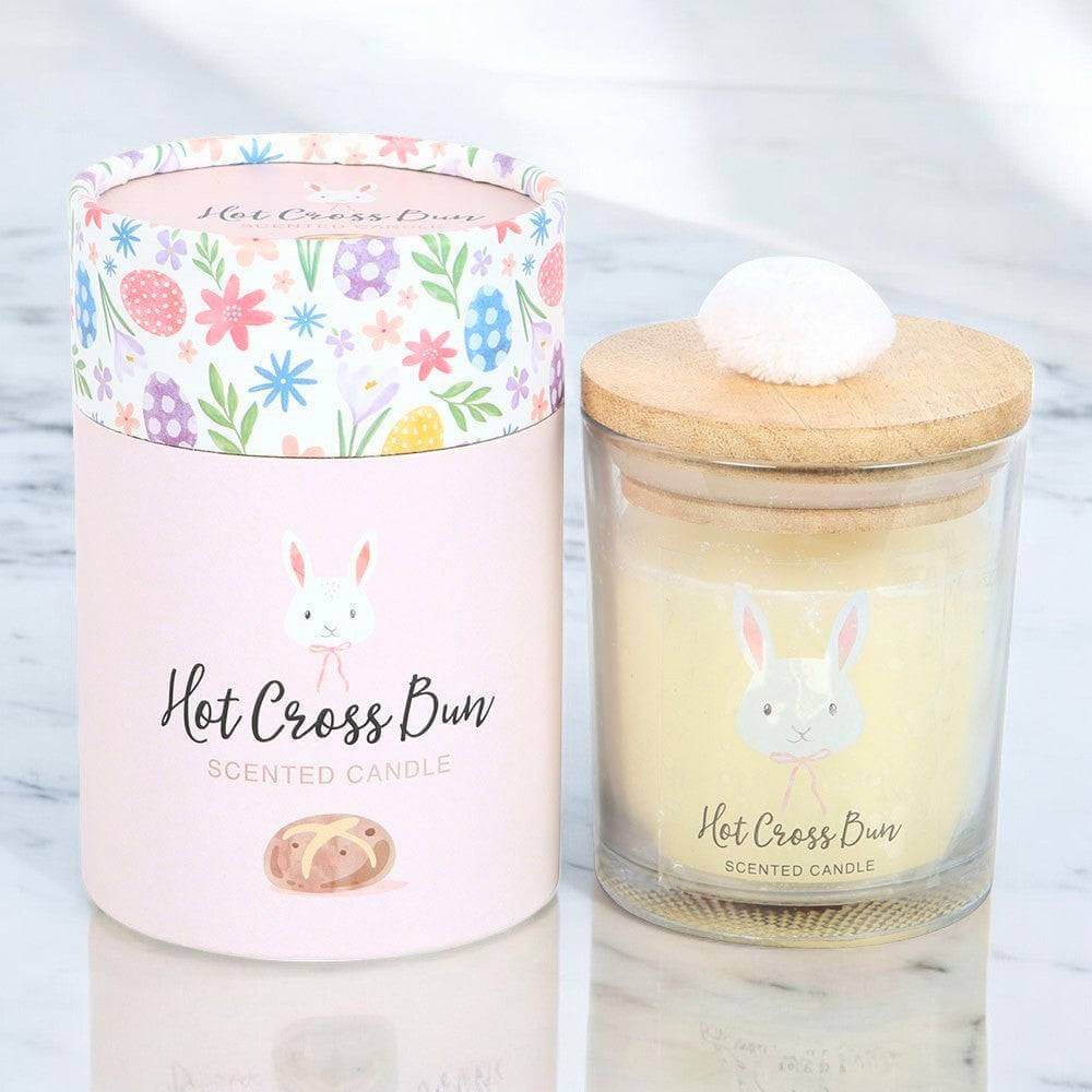 The Fashion Gift Shop: Hot Cross Bun Candle, Bunny Design with Pompom and Floral Print by Jones Home & Gifts, Candles