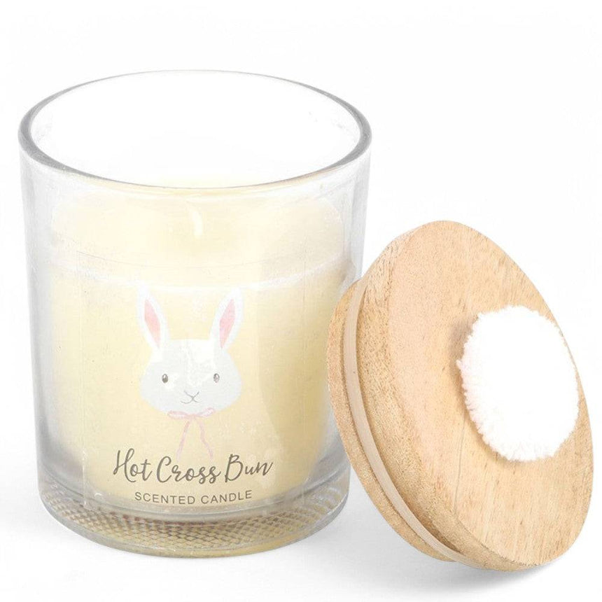 The Fashion Gift Shop: Hot Cross Bun Candle, Bunny Design with Pompom and Floral Print by Jones Home & Gifts, Candles