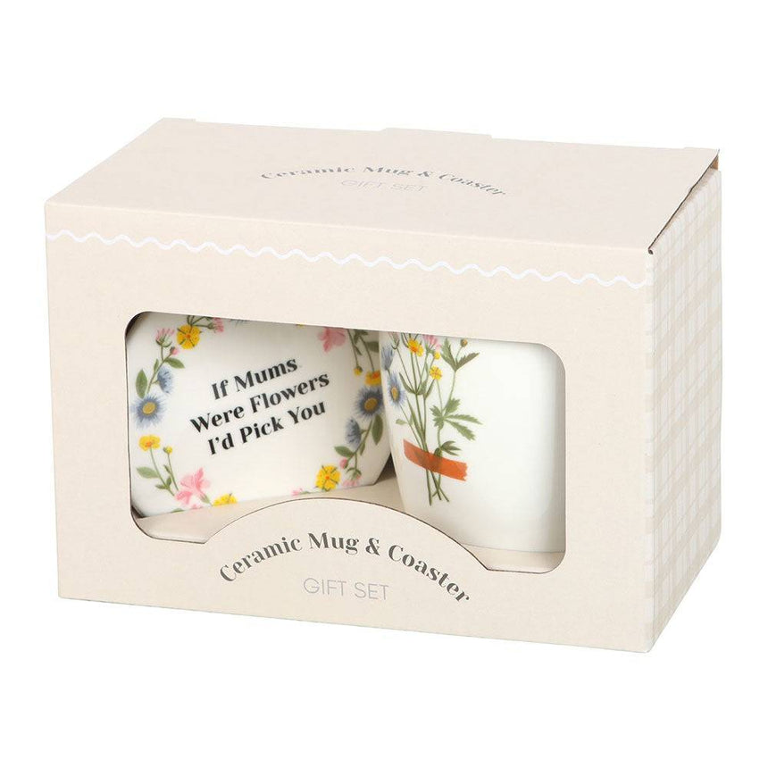The Fashion Gift Shop: If Mums Were Flowers Floral Mug & Coaster Gift Set, Ideal for Mothers Day by Jones Home & Gifts, Mugs and Cups