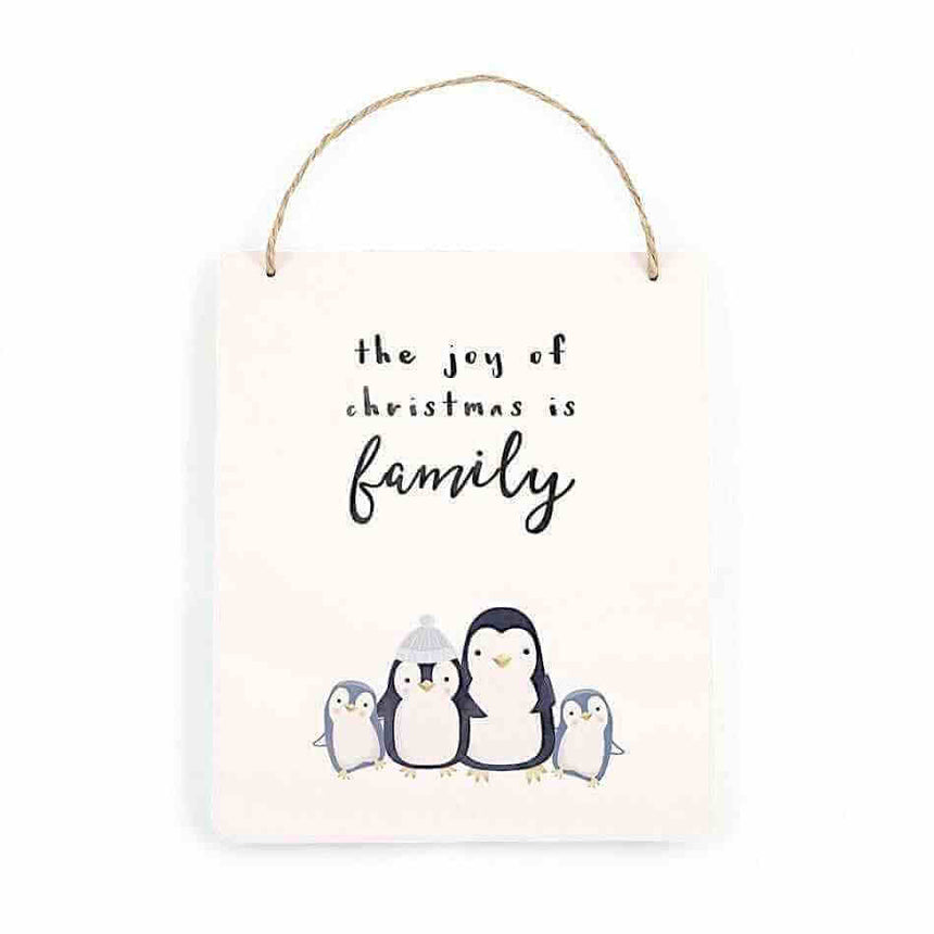 The Fashion Gift Shop: Joy of Christmas Penguin Family Hanging Sign by Jones Home & Gifts, Hanging Decoration