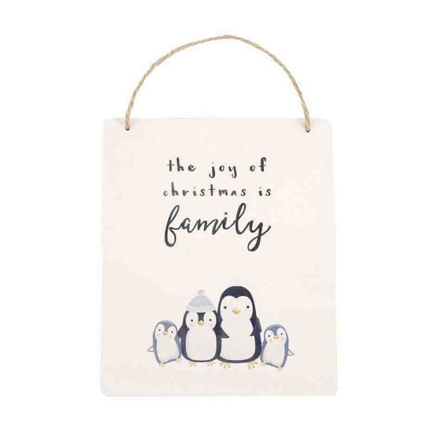 The Fashion Gift Shop: Joy of Christmas Penguin Family Hanging Sign by Jones Home & Gifts, Hanging Decoration