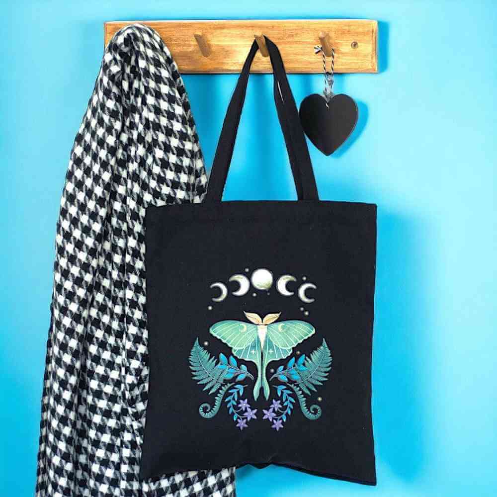 The Fashion Gift Shop: Luna Moth Polycotton Tote Bag for Everyday Use by Spirit of equinox, Lunch Boxes & Totes