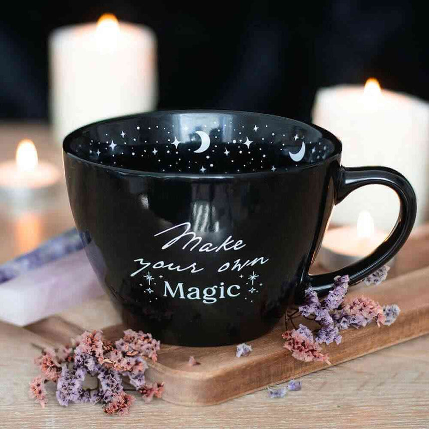 The Fashion Gift Shop: Make Your Own Magic Black Mug with Stars and Moon Design by Spirit of equinox, Mugs and Cups