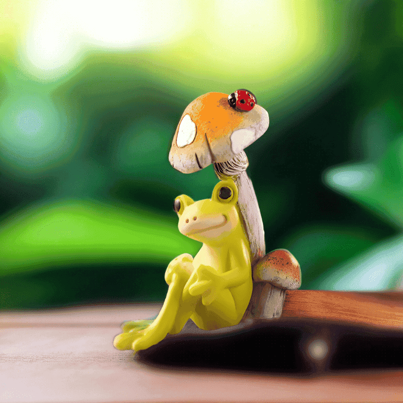 Miniature Fairy Garden Cute Frog On Mushroom by Fashion Accessories