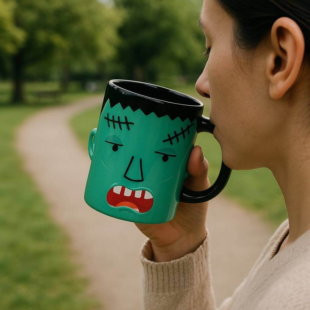 The Fashion Gift Shop: Monster Mash Frankenstein Monster Head Novelty Fun Mug by Jones Home & Gifts, Mugs and Cups