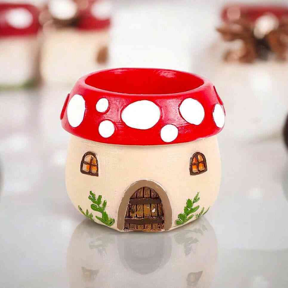 The Fashion Gift Shop: Mushroom House Resin Tealight Holder by Jones Home & Gifts, Tea Light Holder