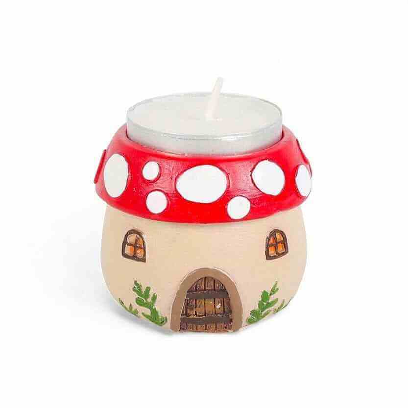 The Fashion Gift Shop: Mushroom House Resin Tealight Holder by Jones Home & Gifts, Tea Light Holder
