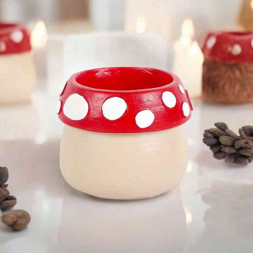 The Fashion Gift Shop: Mushroom House Resin Tealight Holder by Jones Home & Gifts, Tea Light Holder