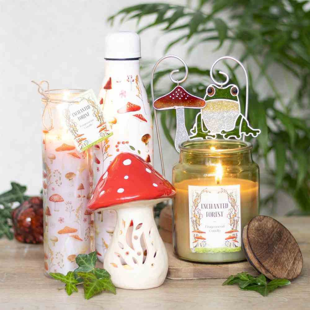 The Fashion Gift Shop: Mushroom Print Enchanted Forest Tube Candle by Temerity Jones London, Candles