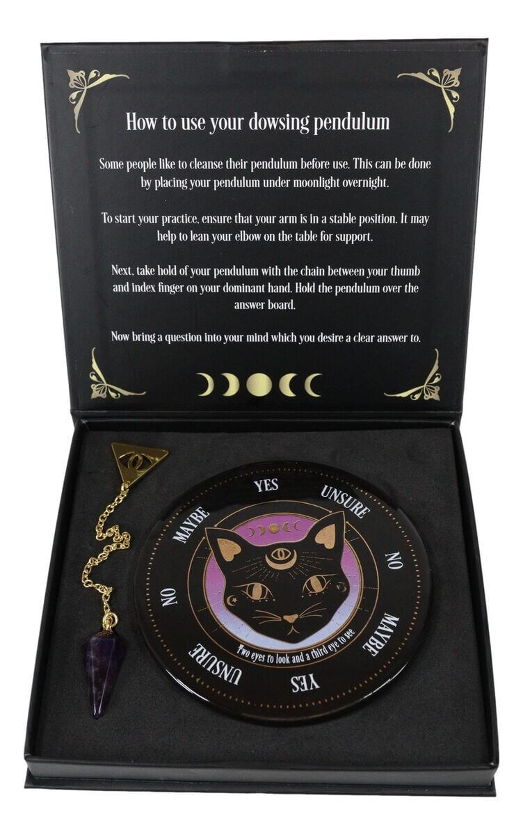 The Fashion Gift Shop: Mystic Mog Pendulum Divination Kit With Amethyst Crystal by Spirit of equinox, Pendulum Divination Kit
