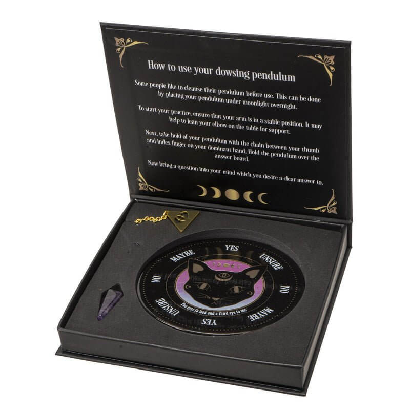 The Fashion Gift Shop: Mystic Mog Pendulum Divination Kit With Amethyst Crystal by Spirit of equinox, Pendulum Divination Kit