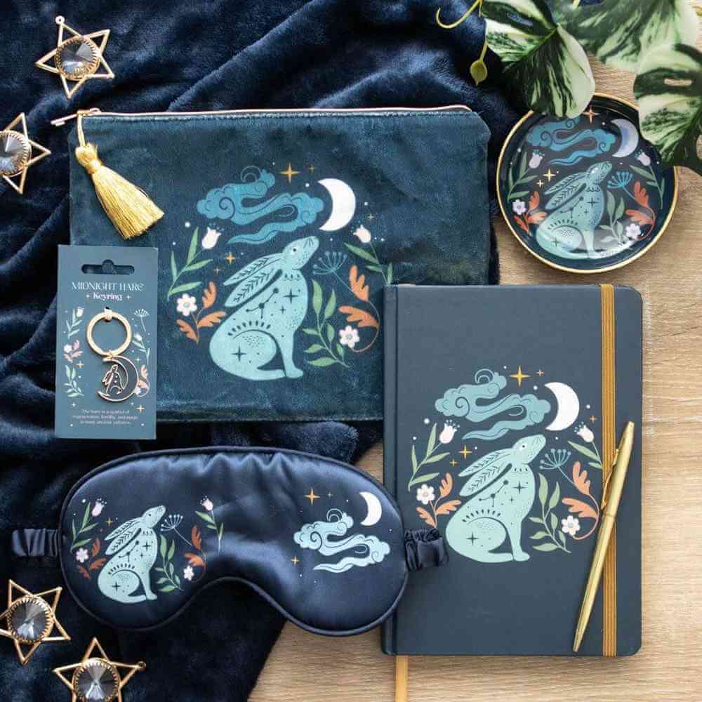 The Fashion Gift Shop: Mystical Midnight Hare Ceramic Trinket Dish for Jewelry by Spirit of equinox, Jewellery Dish