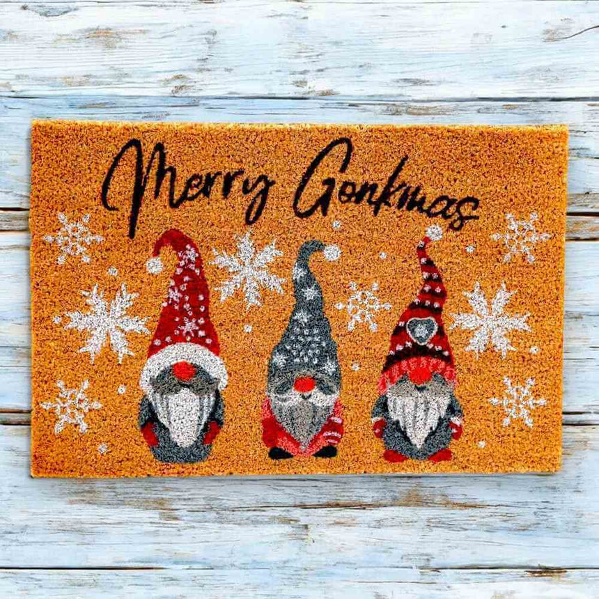The Fashion Gift Shop: Natural Merry Gonkmas Christmas Doormat by Jones Home & Gifts, Door Mats